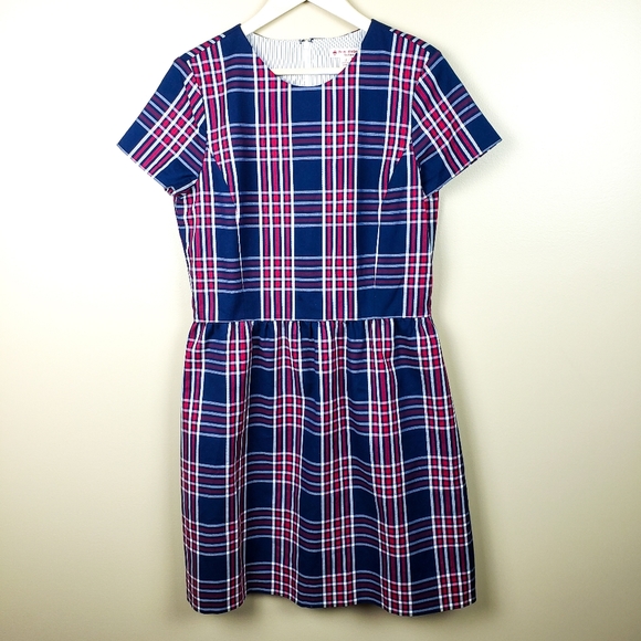BROOKS BROTHERS Plaid Red & Blue A-line Dress, 12 - Picture 3 of 11